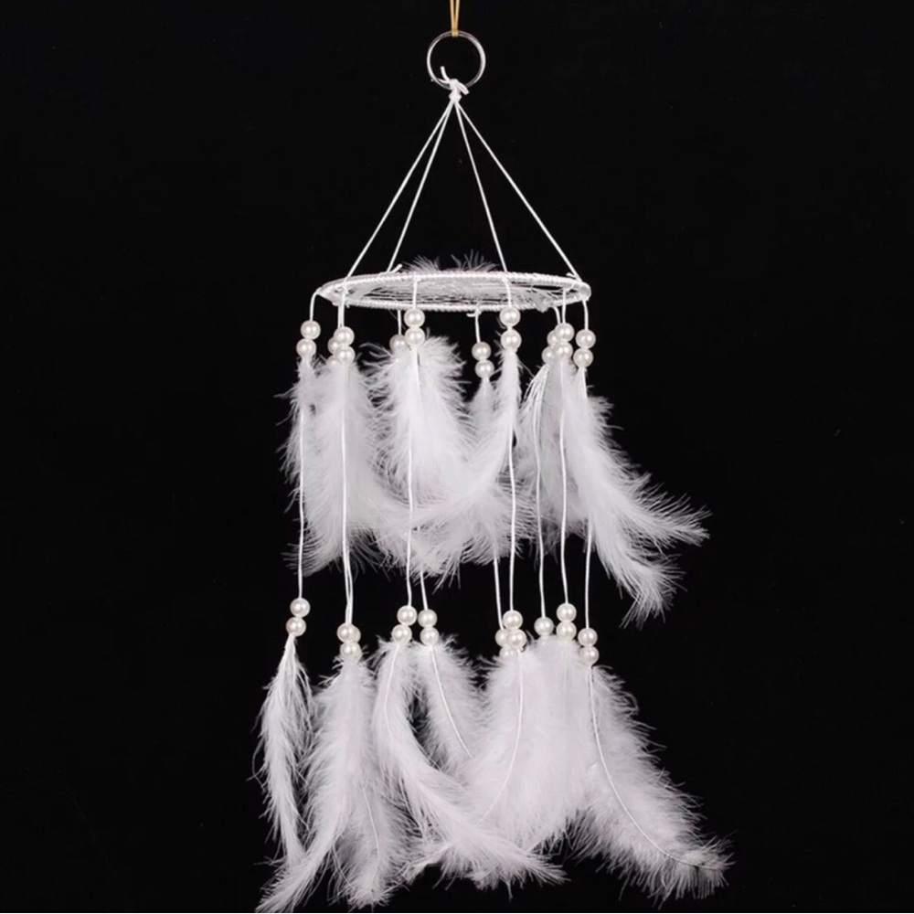 White Feather Dreamcatcher Hanging Wall Decor